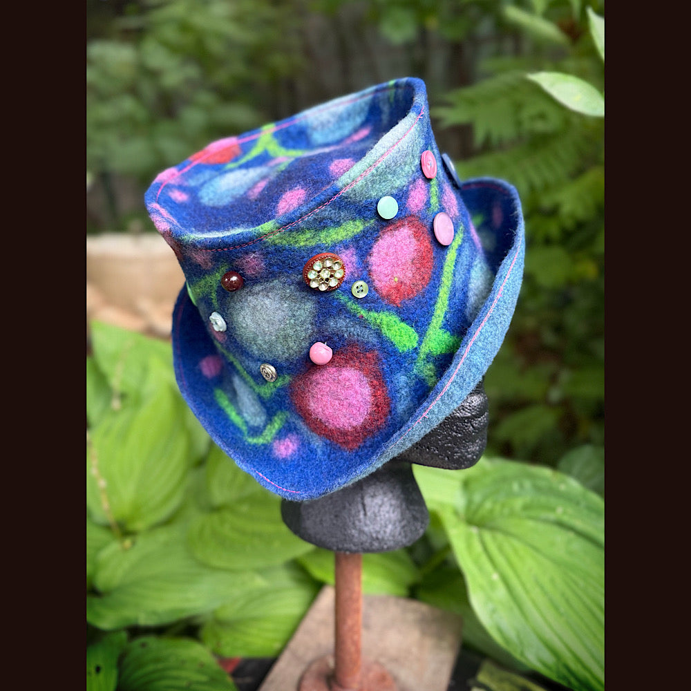 OOAK Handmade wool Felted hat 23.5” medium Silk lining