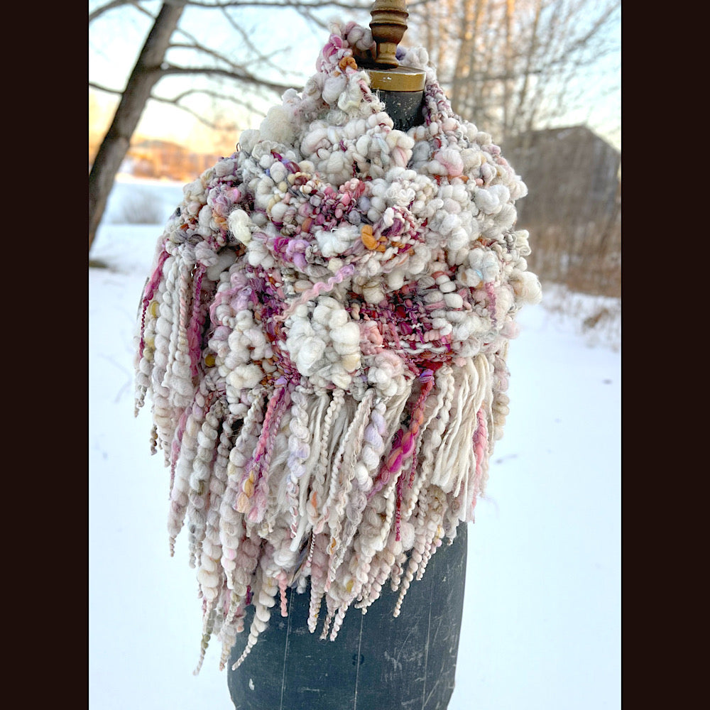 The Snow Rose Shawl  64” X 22”  1.3 pound