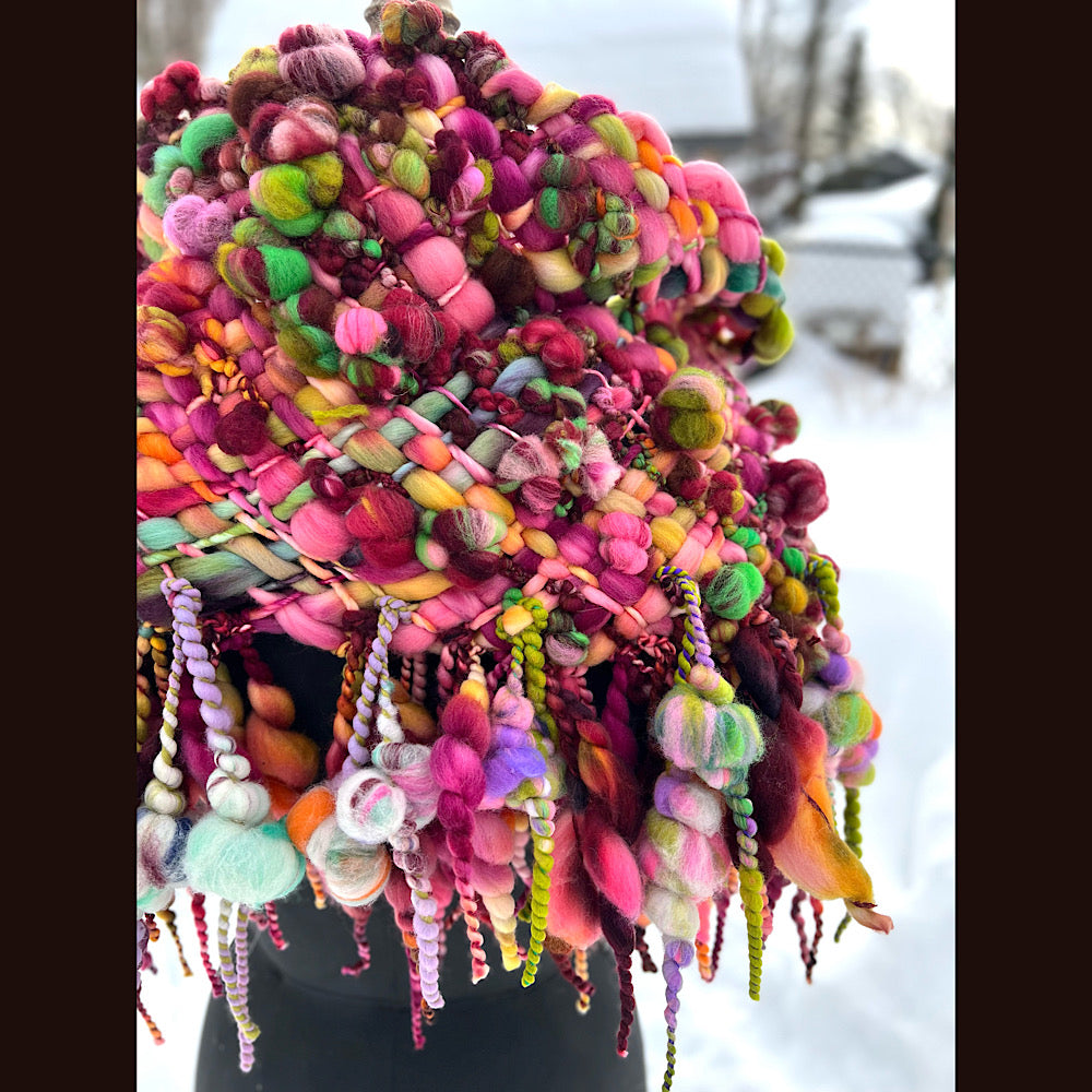 Winter rose Woven art yarn Giant cowl