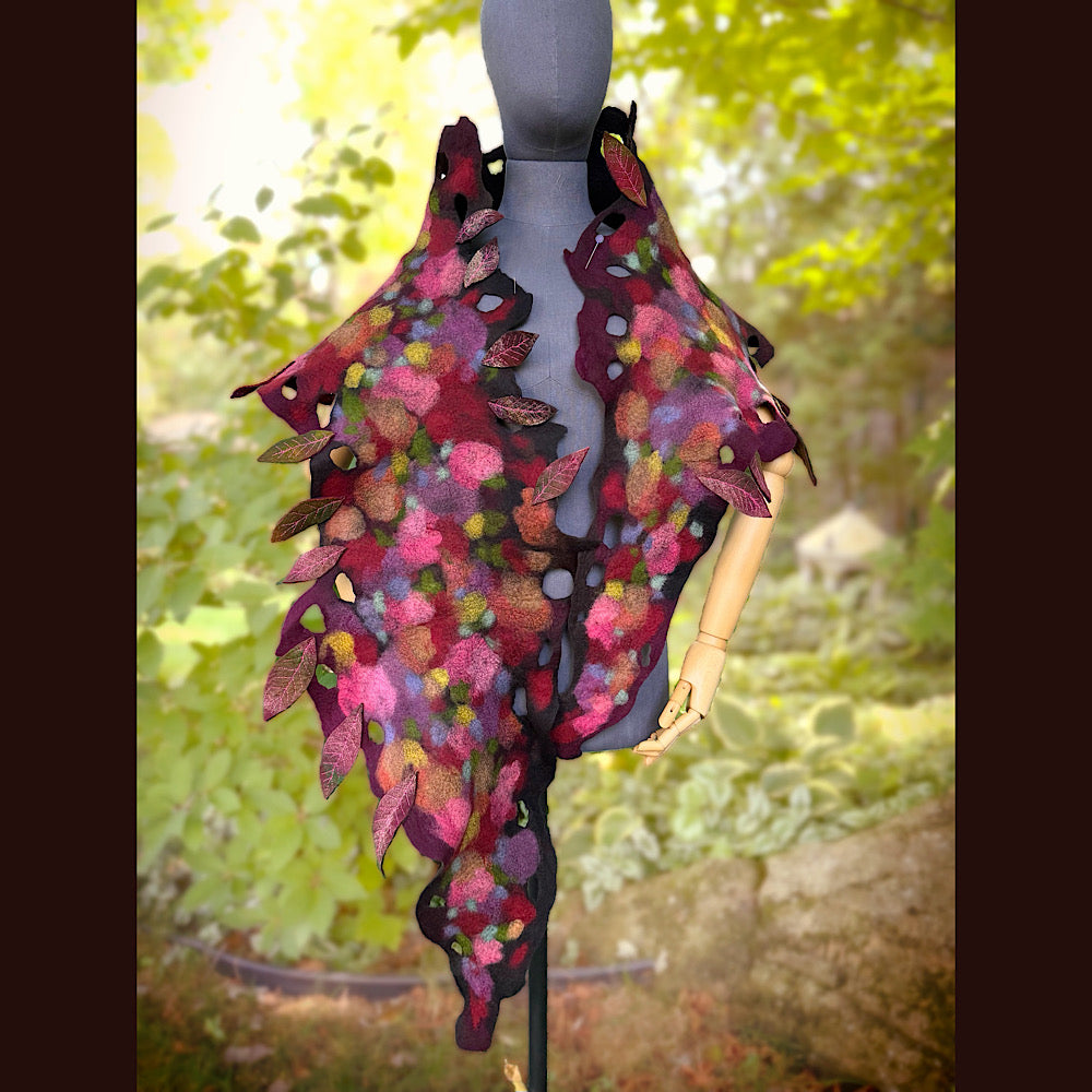 OOAK Handmade wool Felted Scarf 84” X 17” Original art work