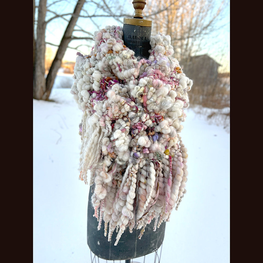 The Snow Rose Shawl  64” X 22”  1.3 pound