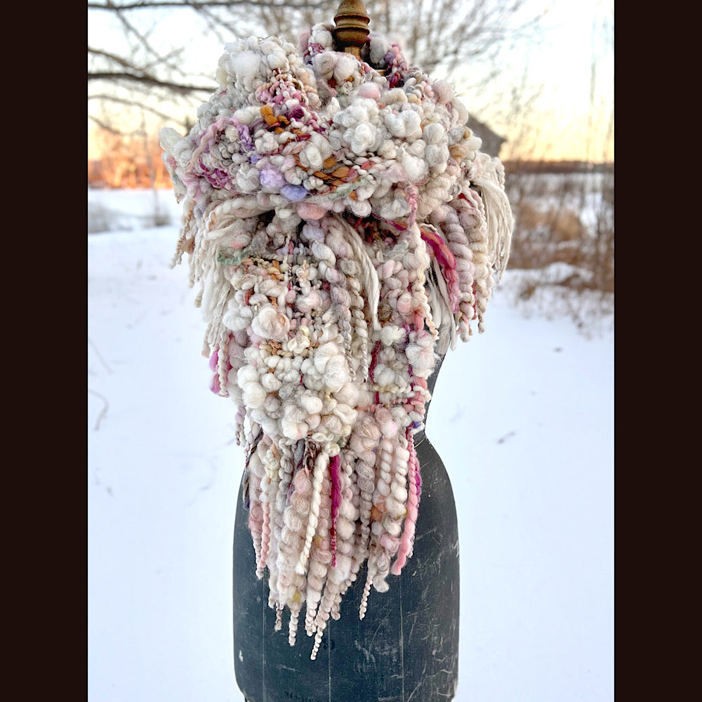 The Snow Rose Shawl  64” X 22”  1.3 pound