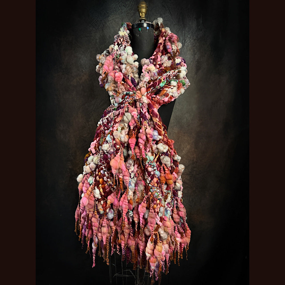 Handmade wool Woven Scarf 86” X 11”