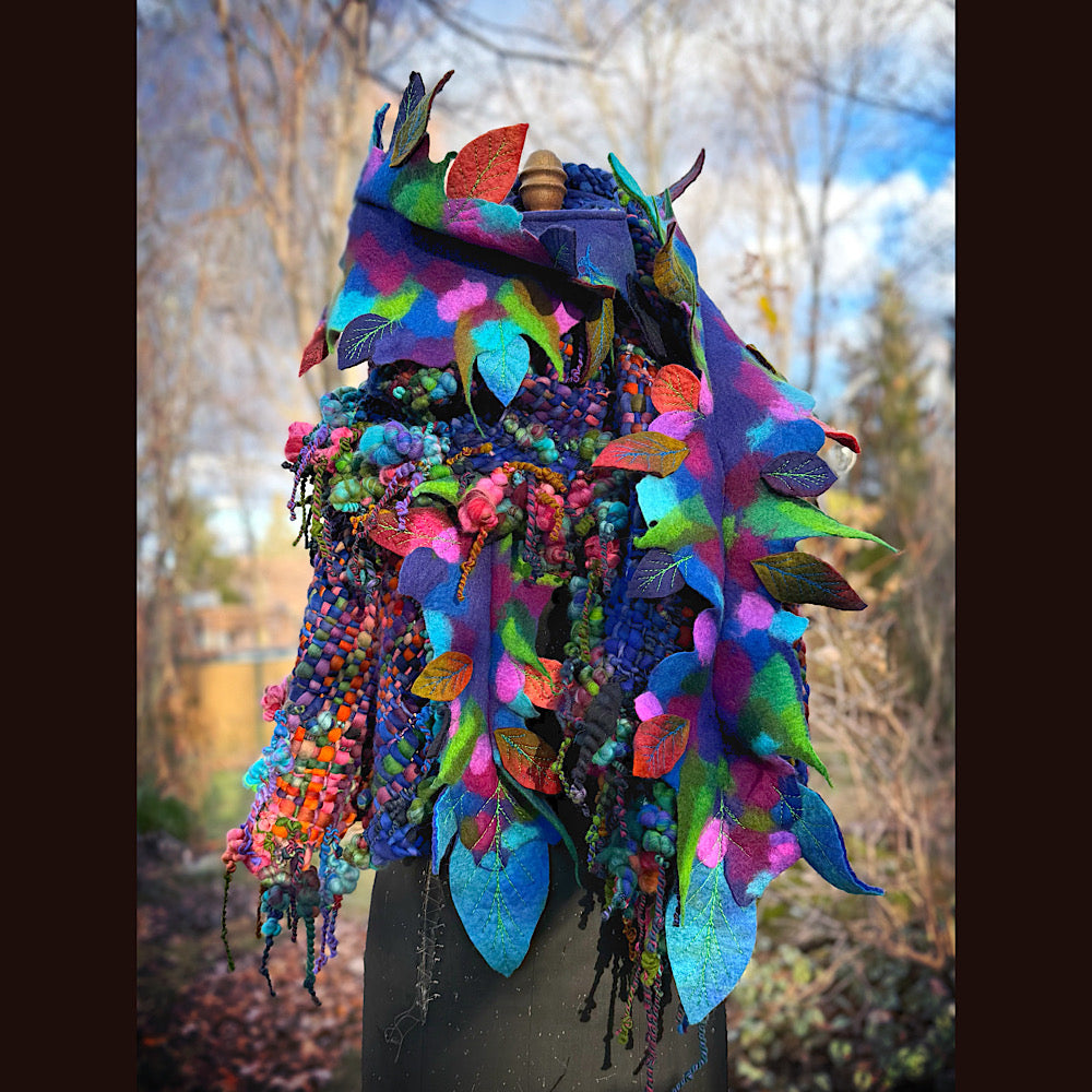 Handmade wool Felted Scarf 88”X 18”