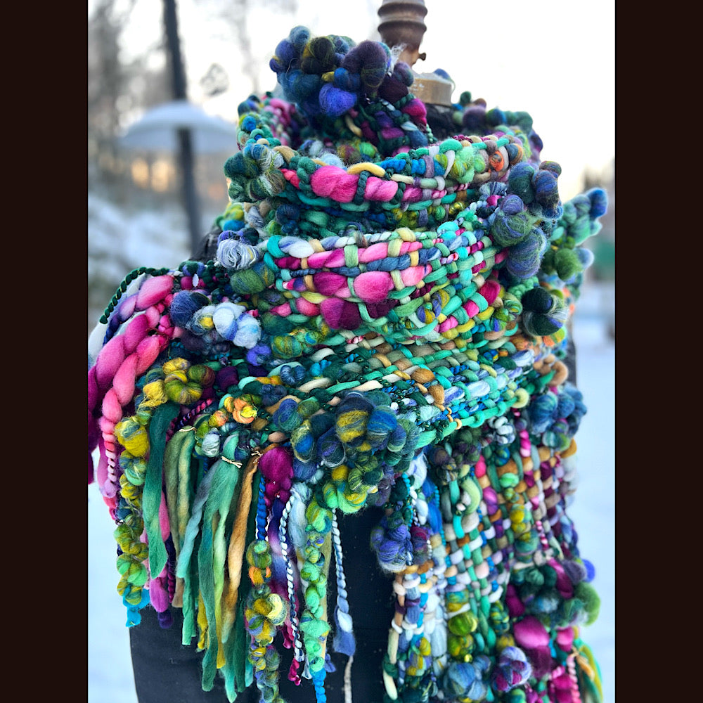 Woven art yarn Scarf 92” X 8.5”