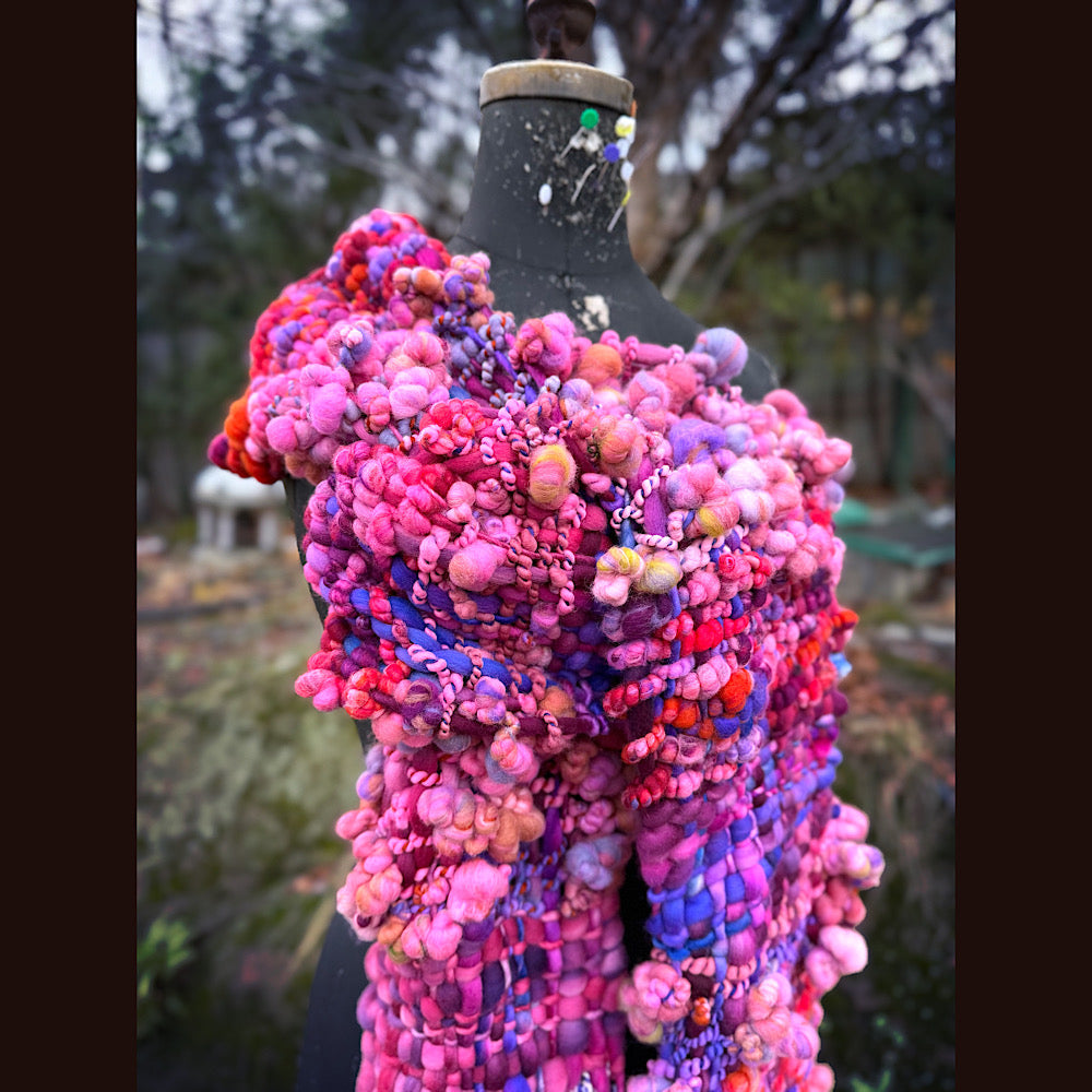 Handmade wool Woven Scarf 98” X 9”