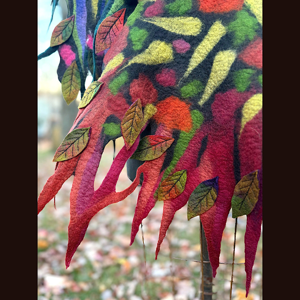 Handmade wool Felted Scarf 86 X 24”