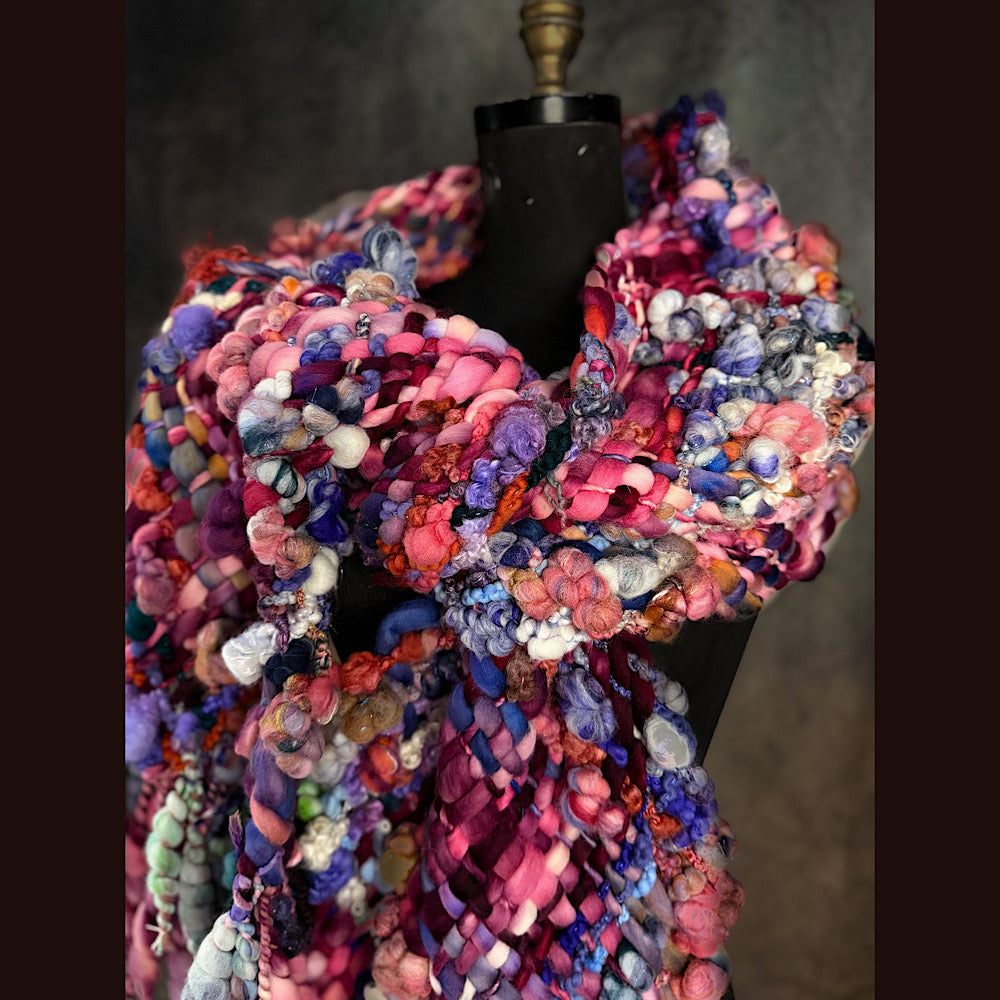 Handmade wool Woven Scarf 88” X 11”