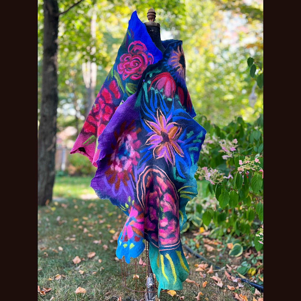 Handmade Felted Wool Scarf 80” X 26”