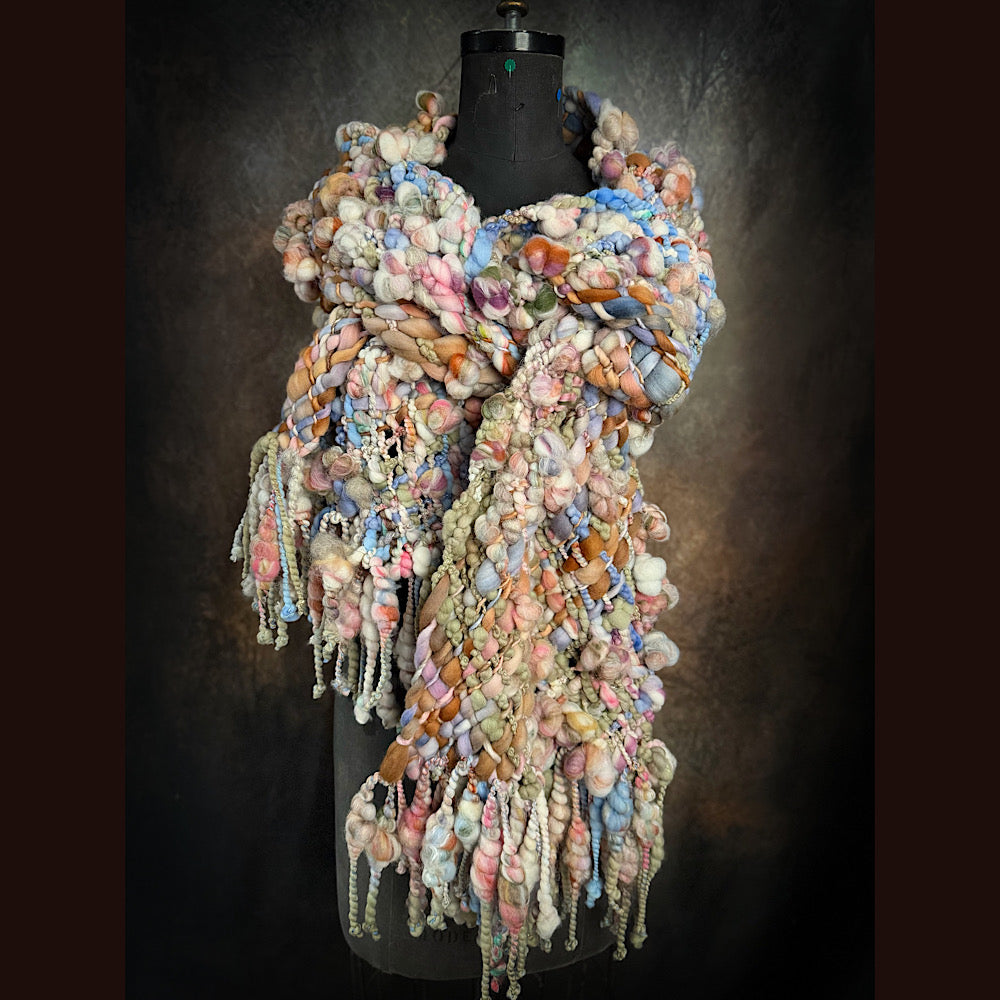 Handmade wool Woven Scarf 88” X 11”