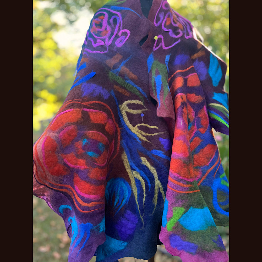 Handmade Felted Wool Scarf 82” X 29”