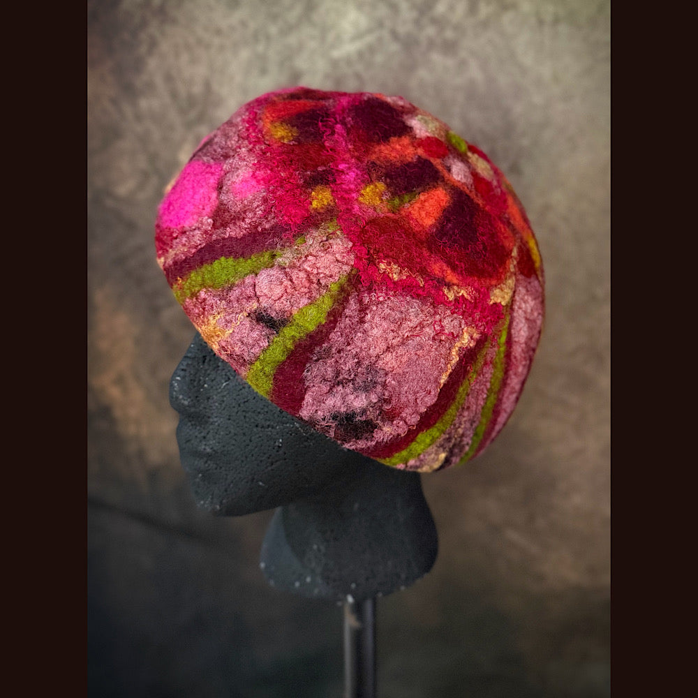 OOAK Handmade wool Felted hat 22” small