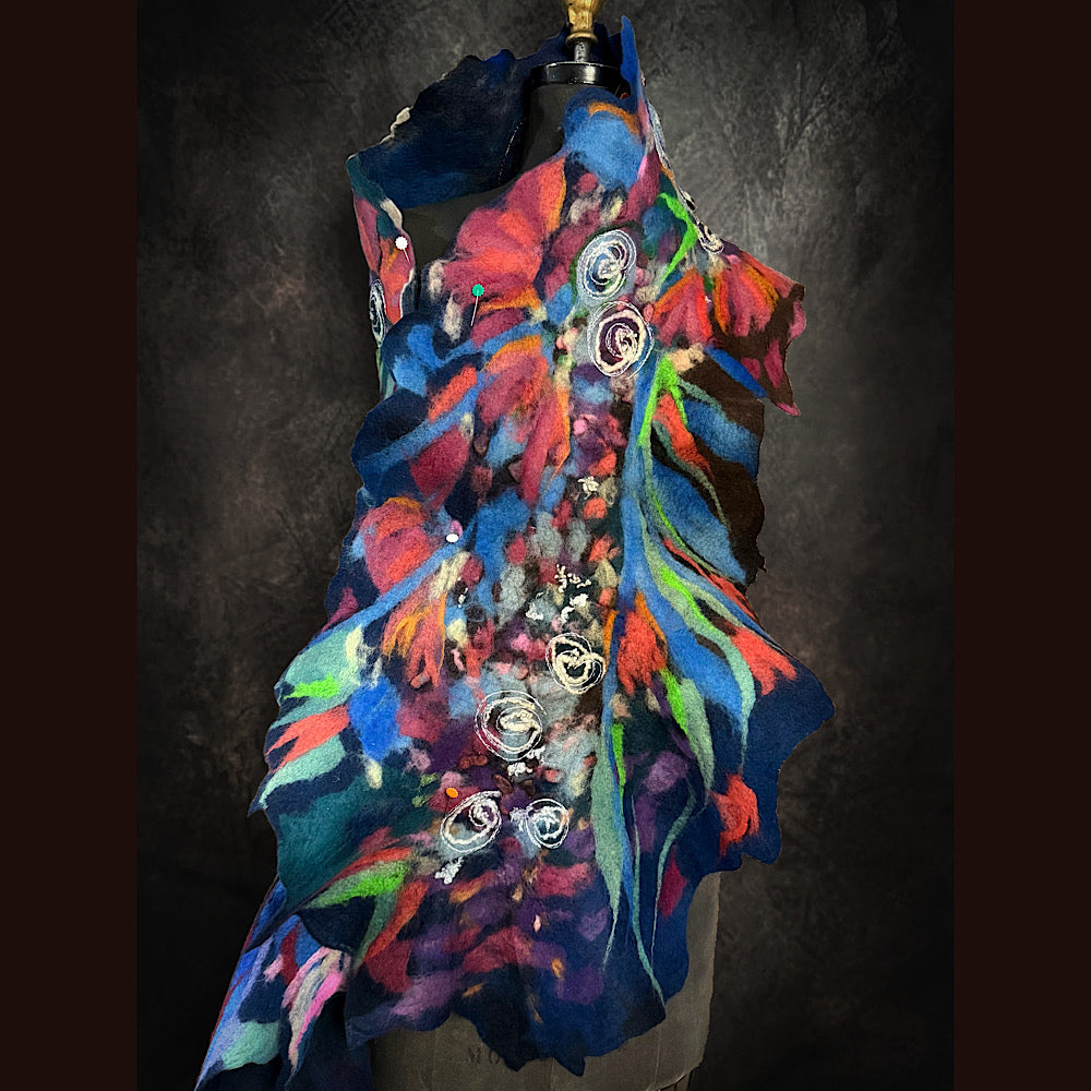 OOAK Handmade wool Felted Scarf 86” X 17”