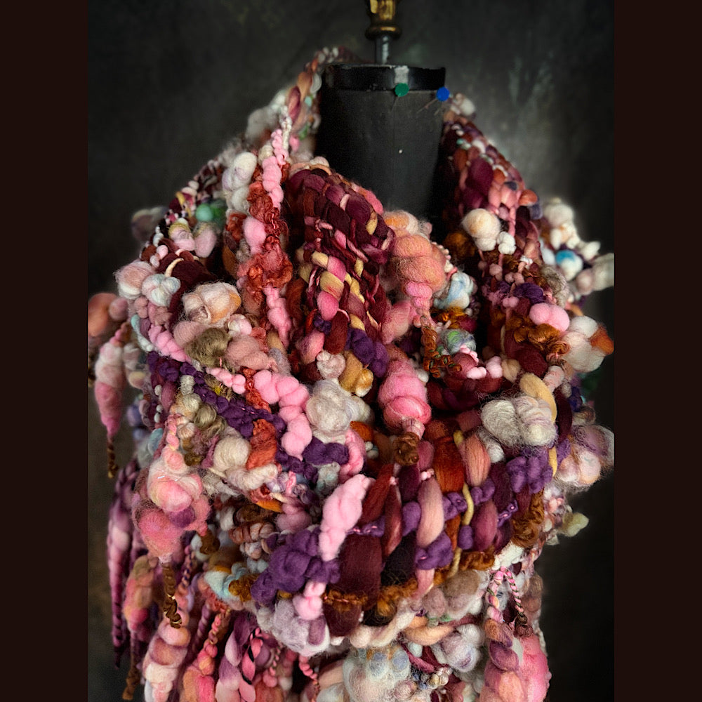 Handmade wool Woven Scarf 86” X 11”