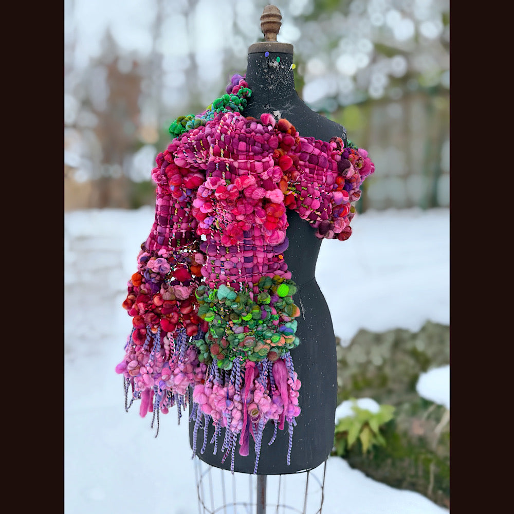 Handmade wool Woven Scarf 88” X 7”