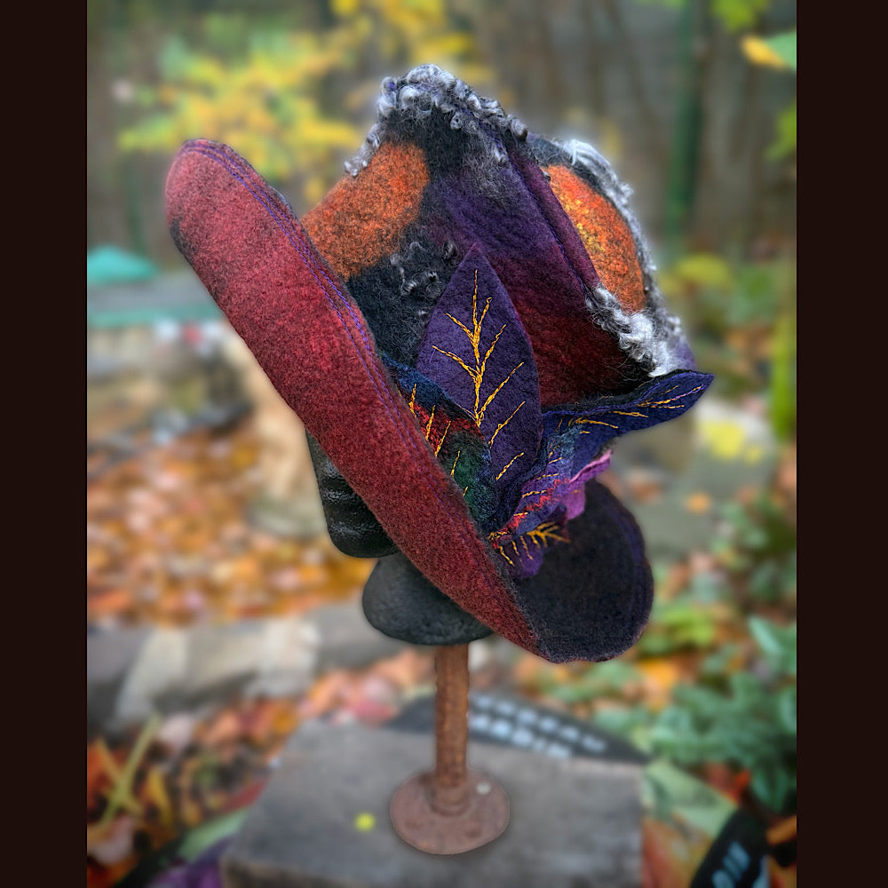 OOAK Handmade wool Felted hat 24” large