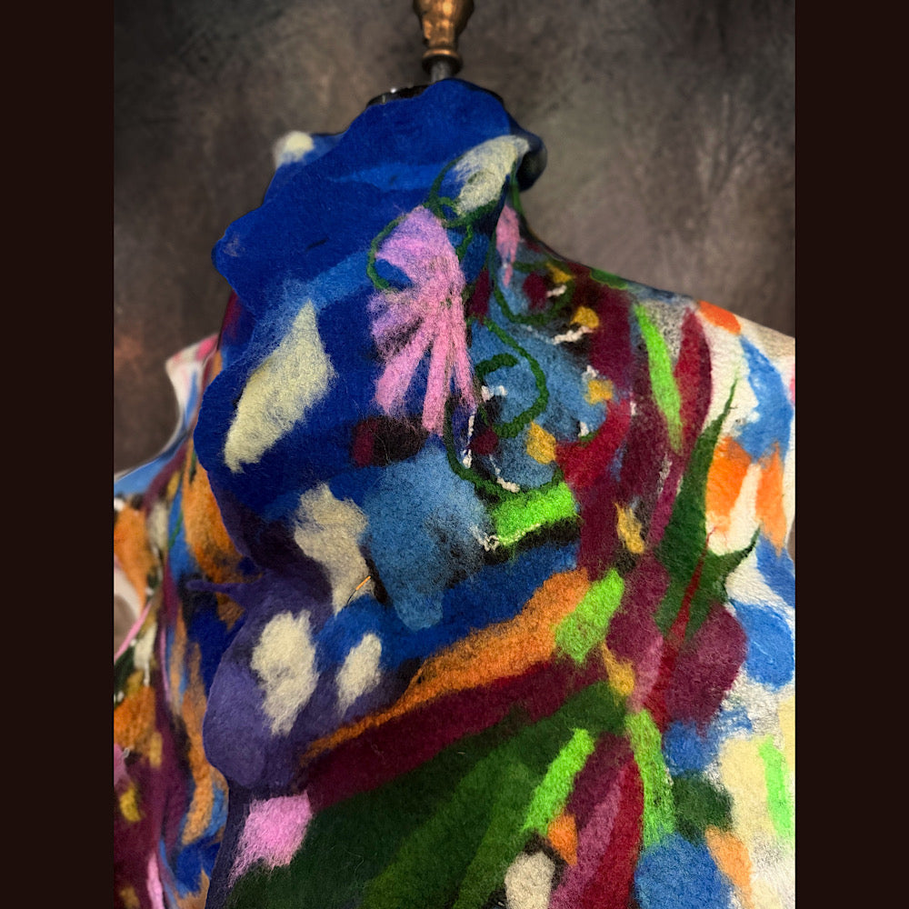 OOAK Handmade wool Felted Scarf 88” X 16”