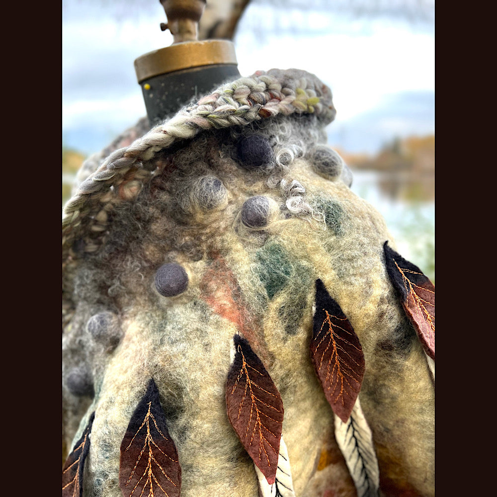 The Owl  felted shawl 80” X 25”