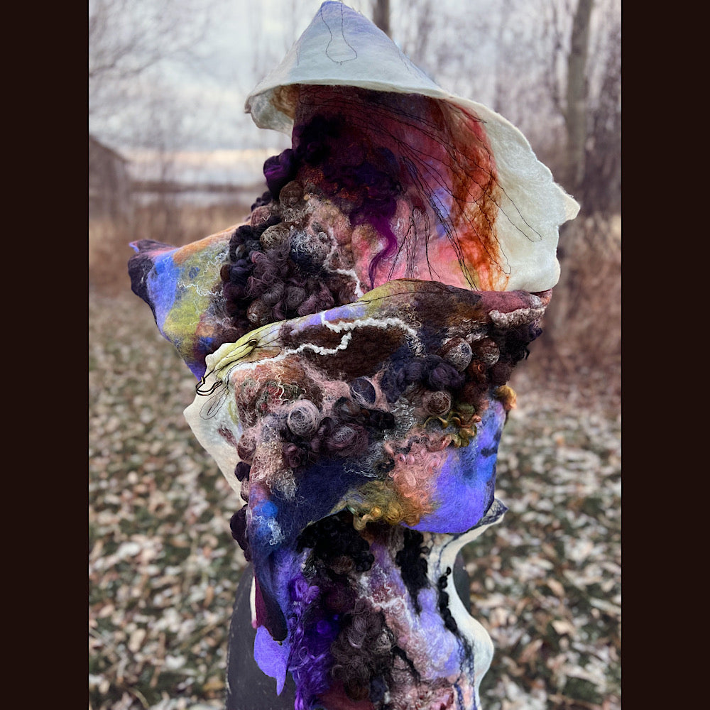 Last rays before dawn felted scarf 69” X 20”