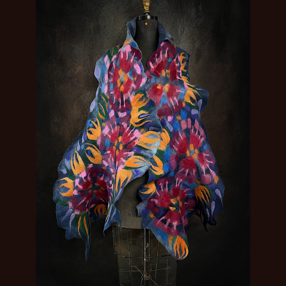 OOAK Handmade wool Felted Scarf 84” X 17”