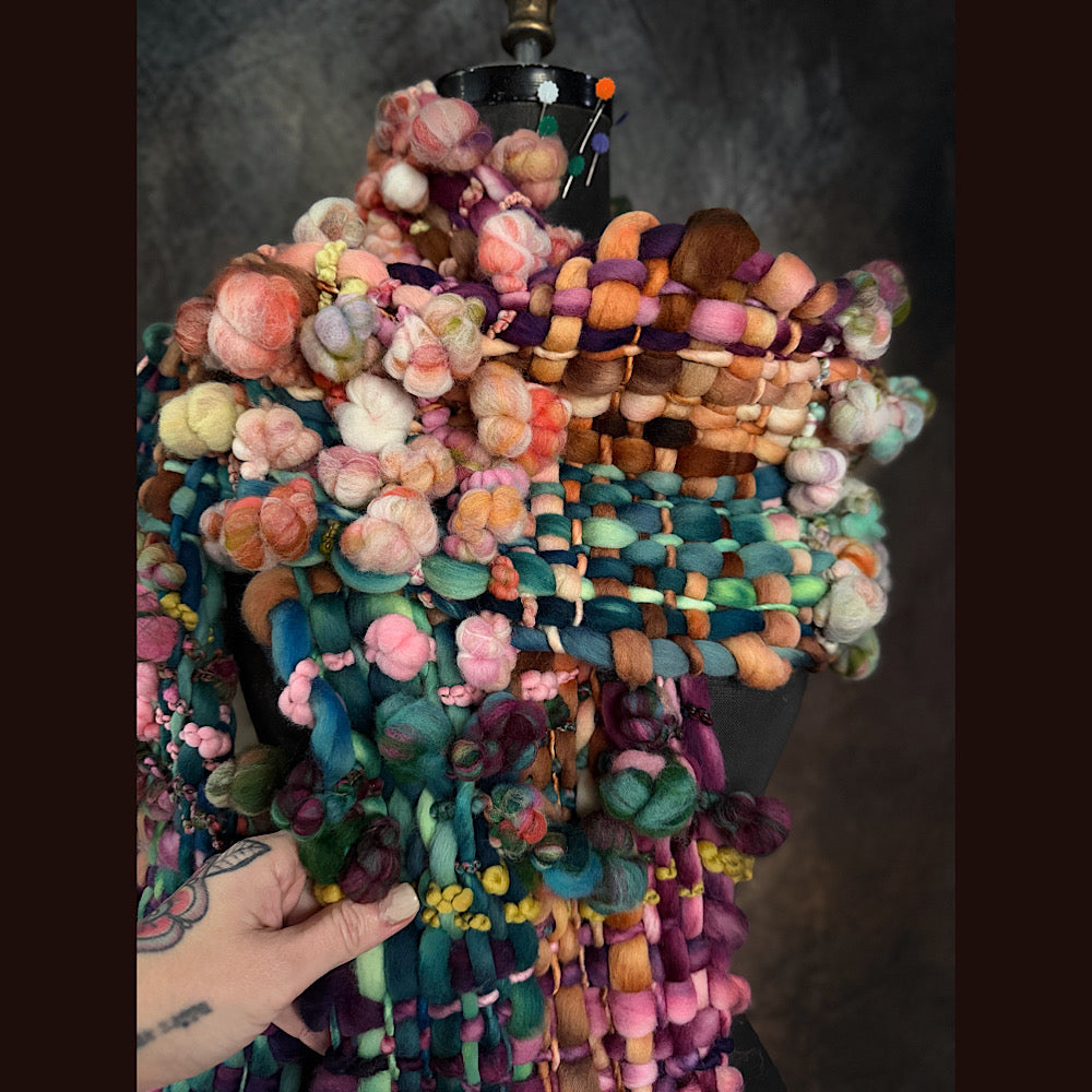 OOAK Handmade wool Woven Scarf 92” X 8”