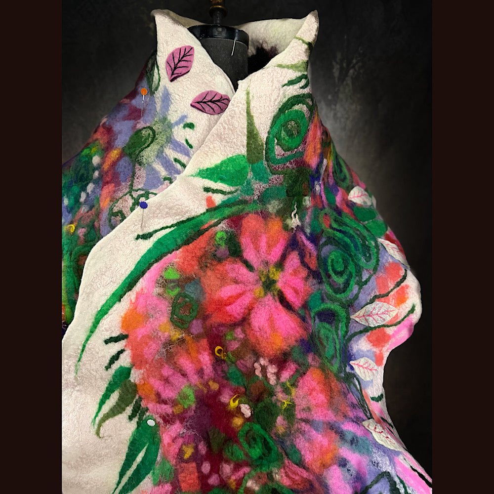 OOAK Handmade wool Felted Scarf 80” X 18”