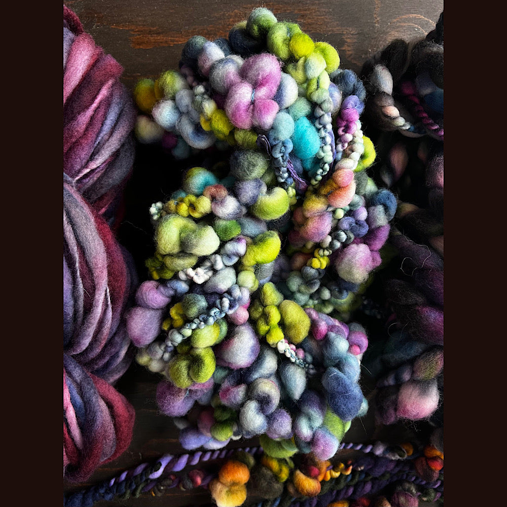 Large lot of hand spun yarn for weaving  knitting crochet 12.3 oz