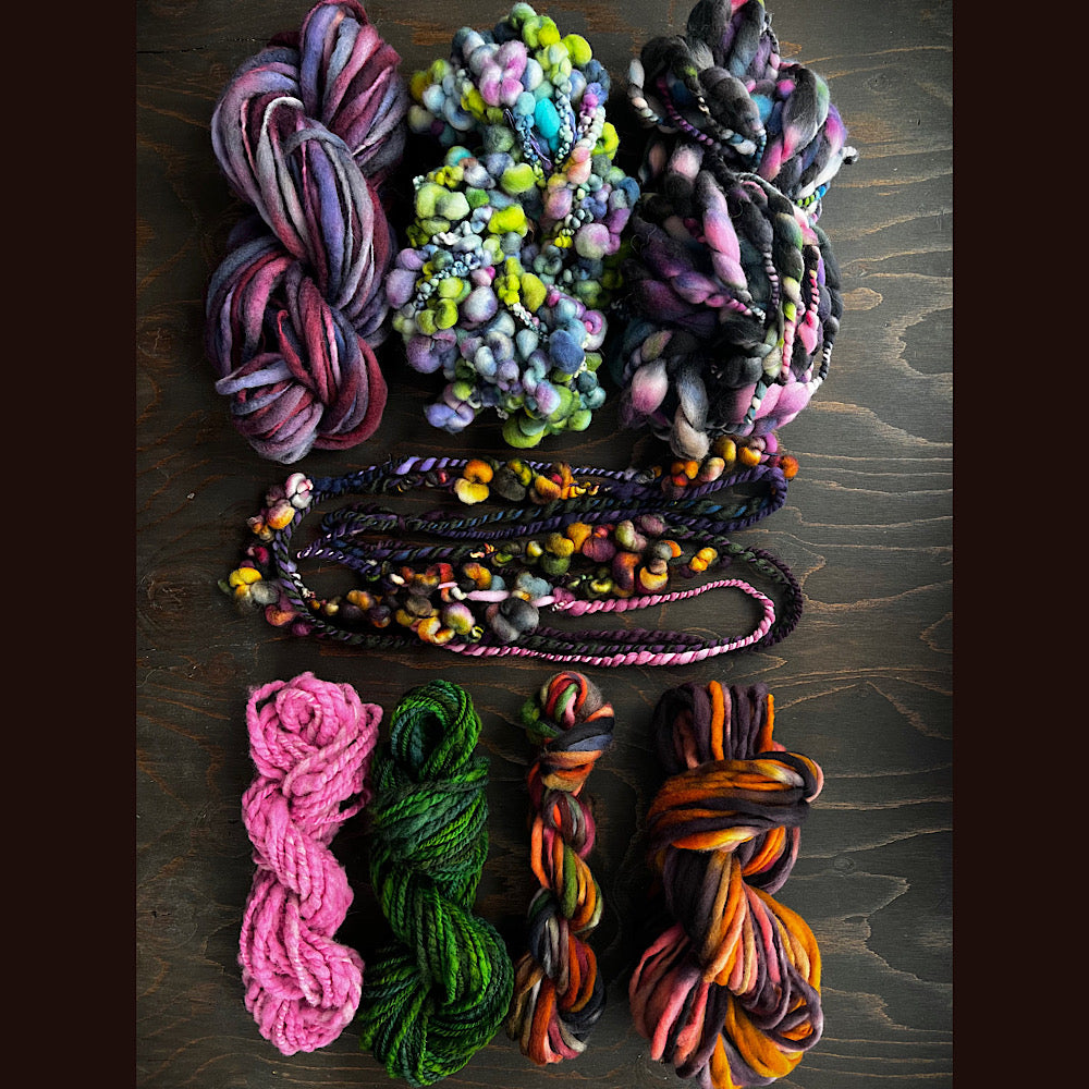 Large lot of hand spun yarn for weaving  knitting crochet 12.3 oz