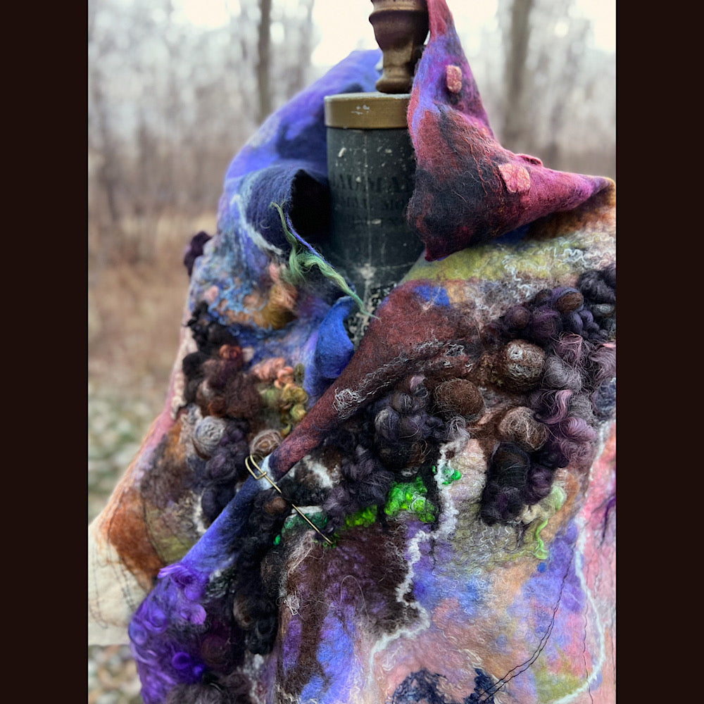 Last rays before dawn felted scarf 69” X 20”