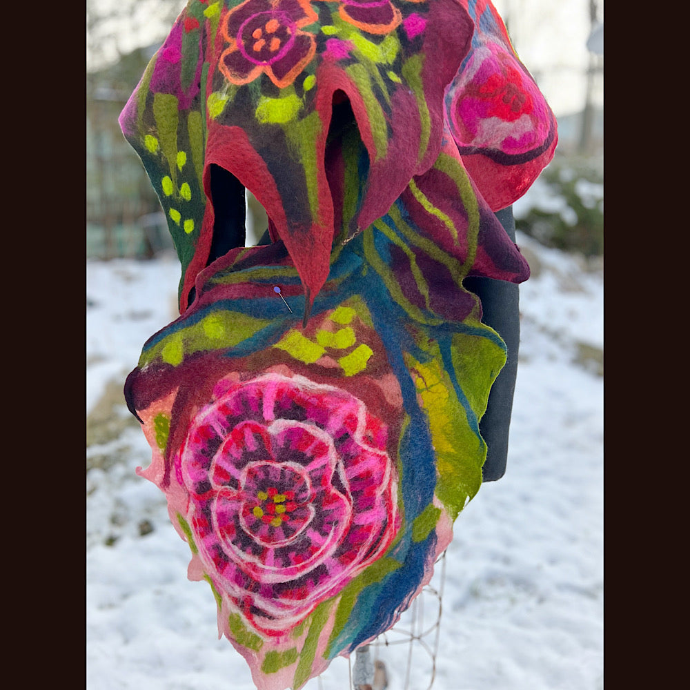 Rose Felted Shawl 80” X 21”