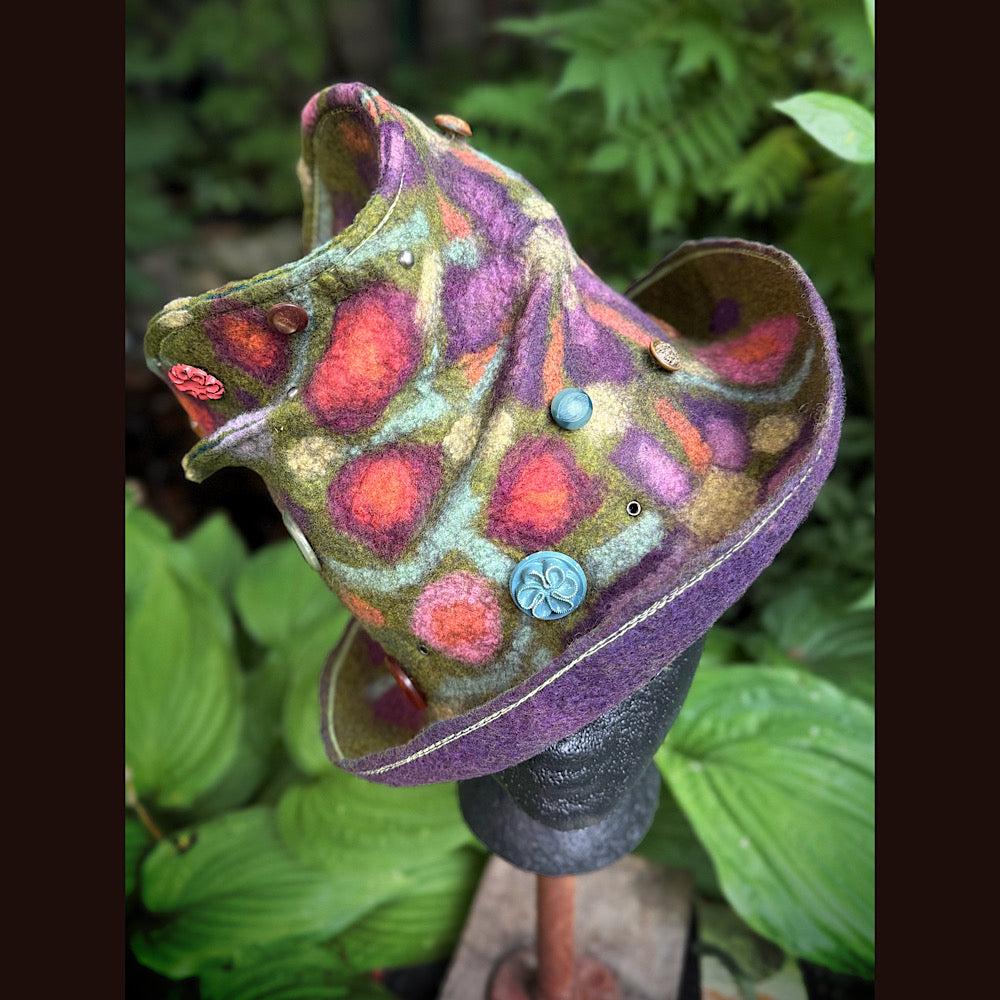 OOAK Handmade wool Felted hat 22” small