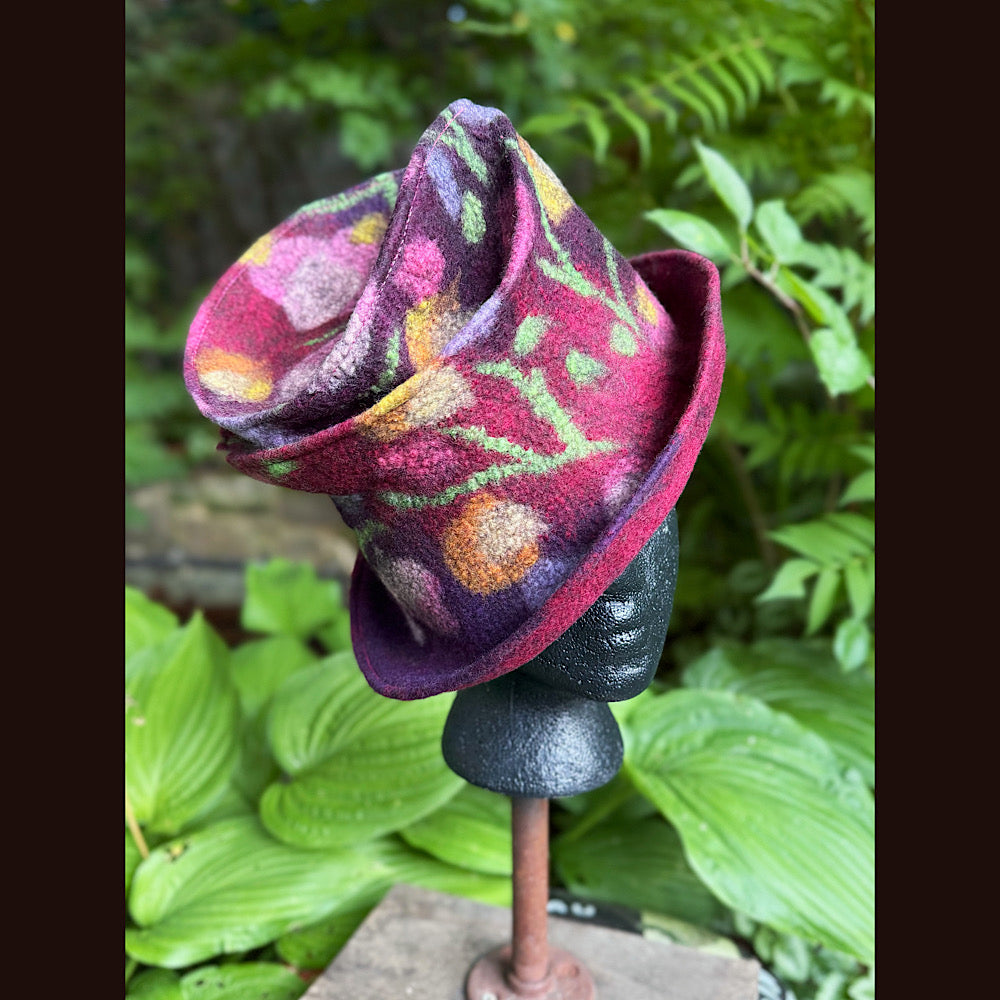 OOAK Handmade wool Felted hat 22” small