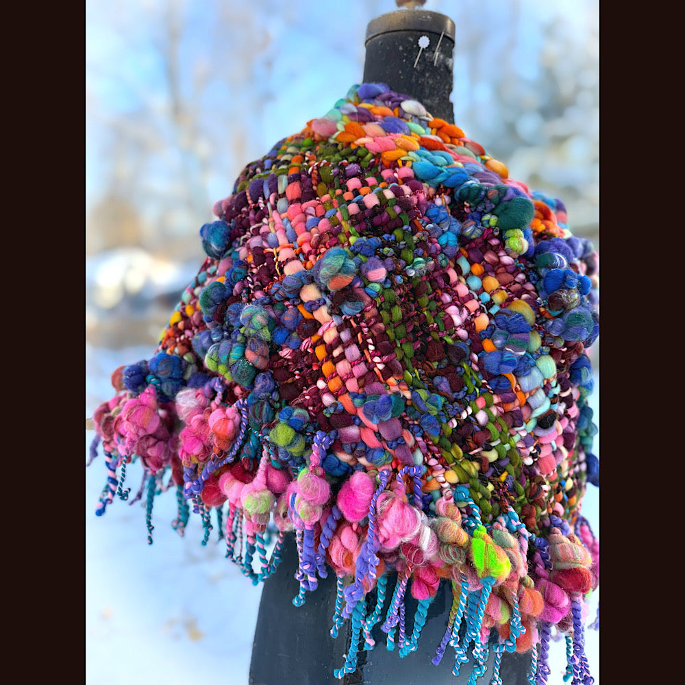 Handmade wool Woven Scarf shawlette 26”X  18” larger size