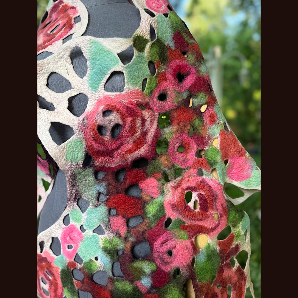 OOAK Handmade wool Felted Scarf 90” X 29” Original art work