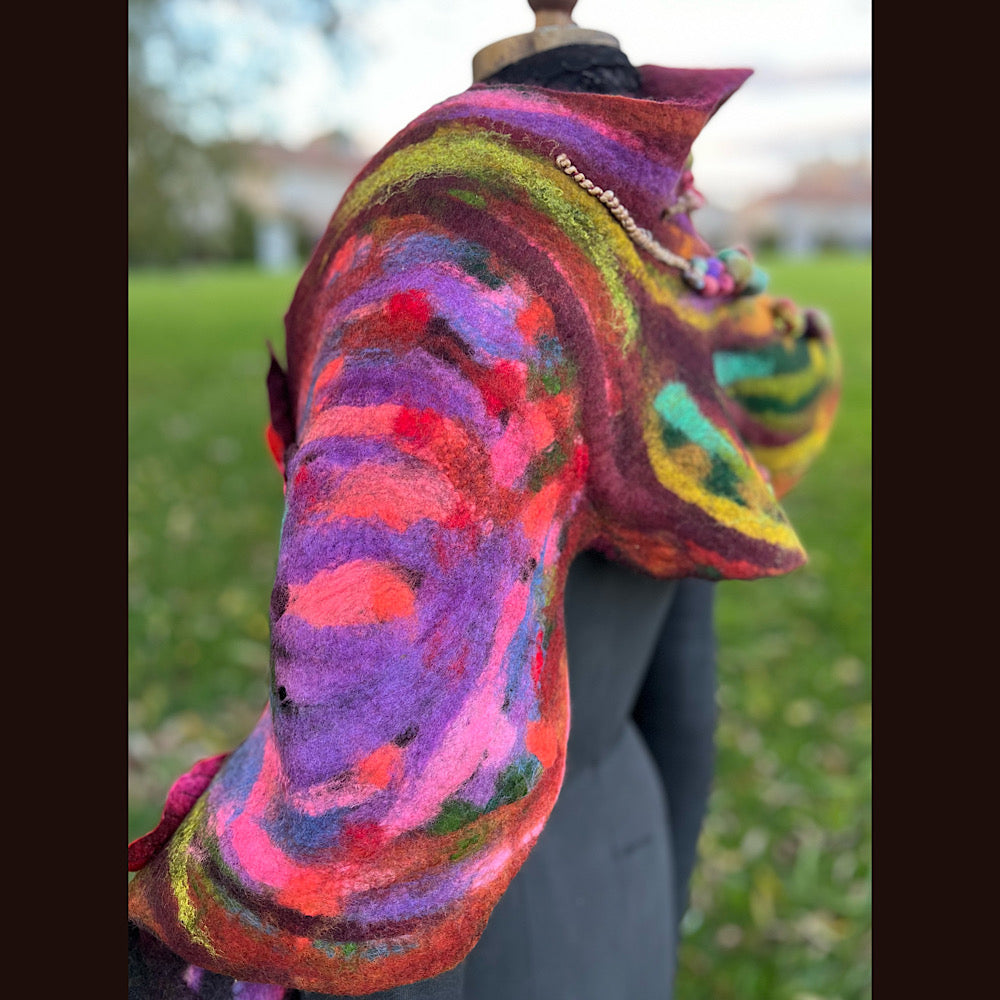 Wild Rose Felted Scarf 70” x 25”