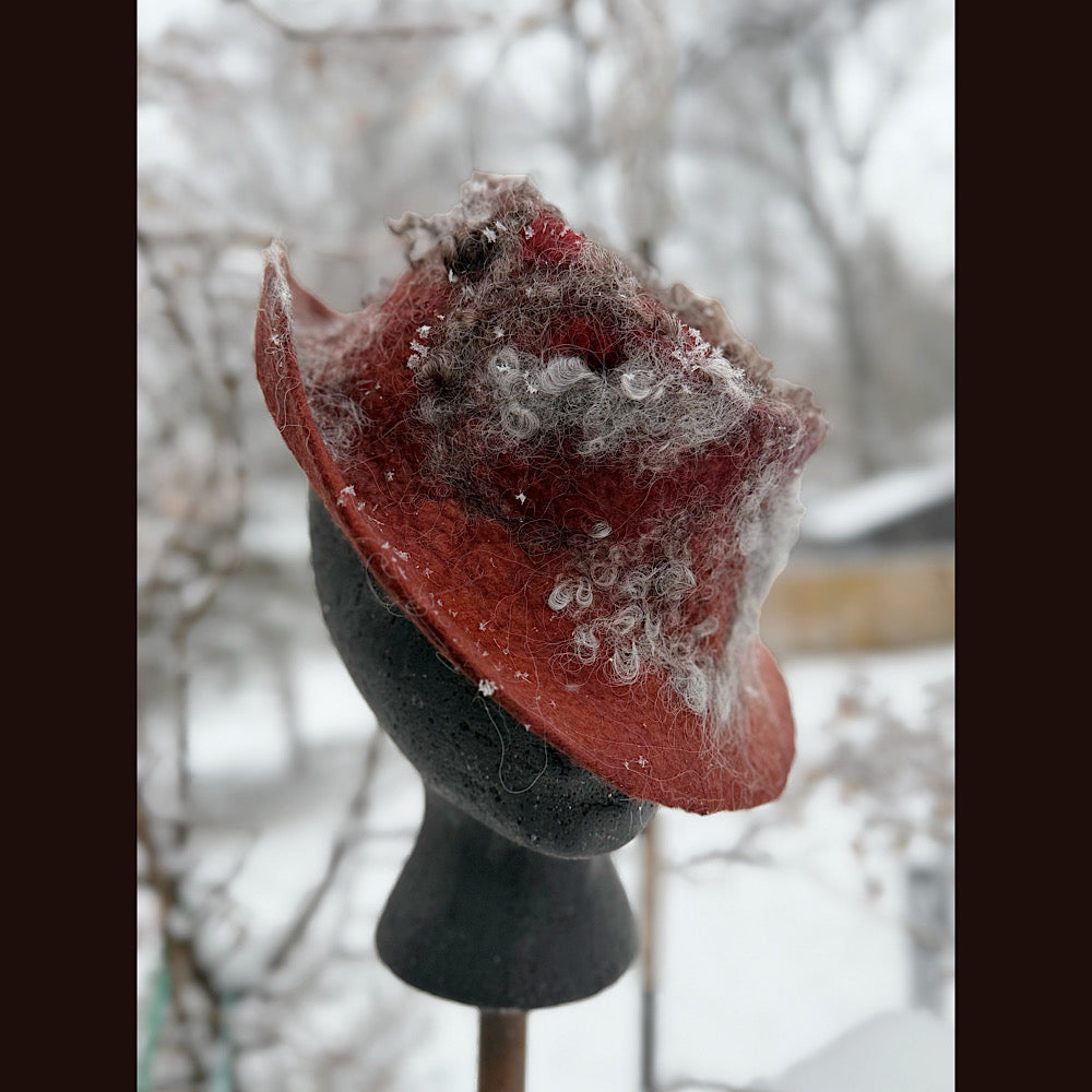 Handmade wool Felted hat 22.5” small