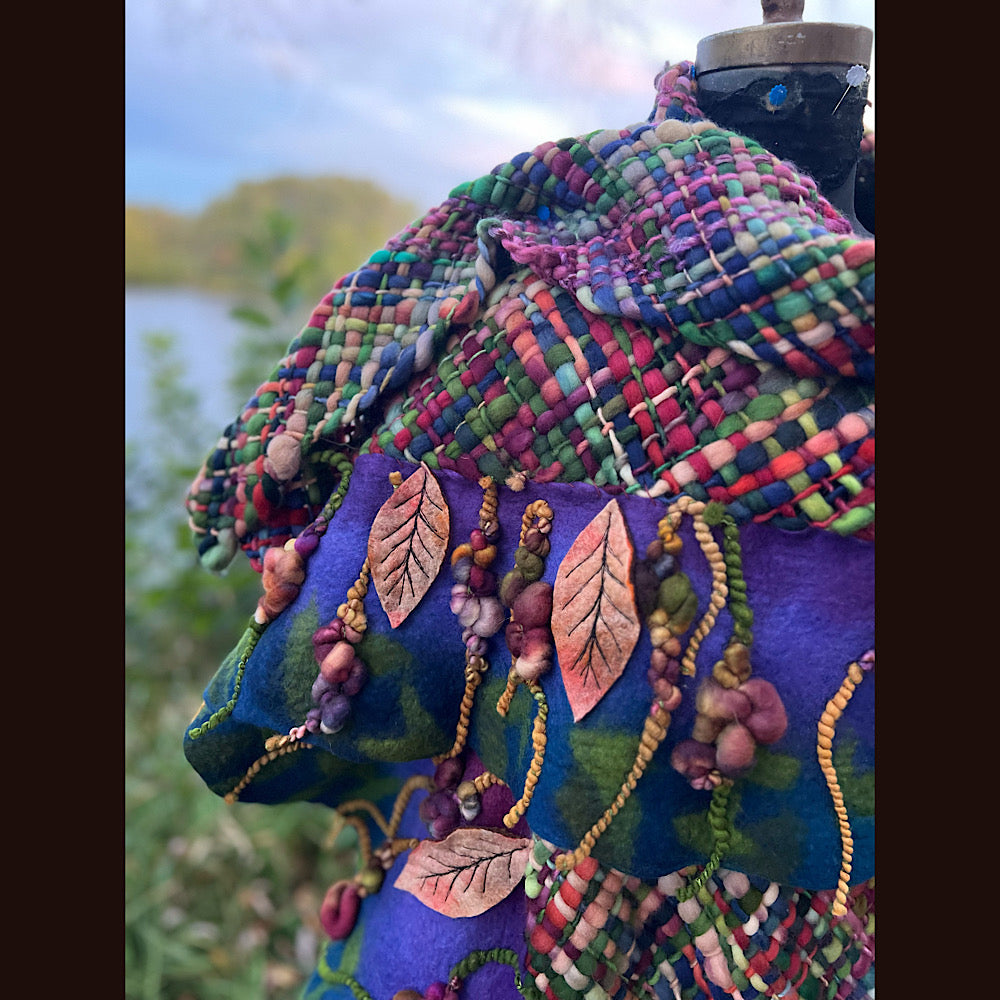 Felted and woven Shawl 84” X 23”