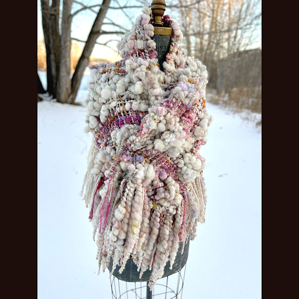 The Snow Rose Shawl  64” X 22”  1.3 pound