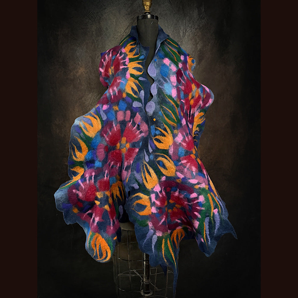 OOAK Handmade wool Felted Scarf 84” X 17”