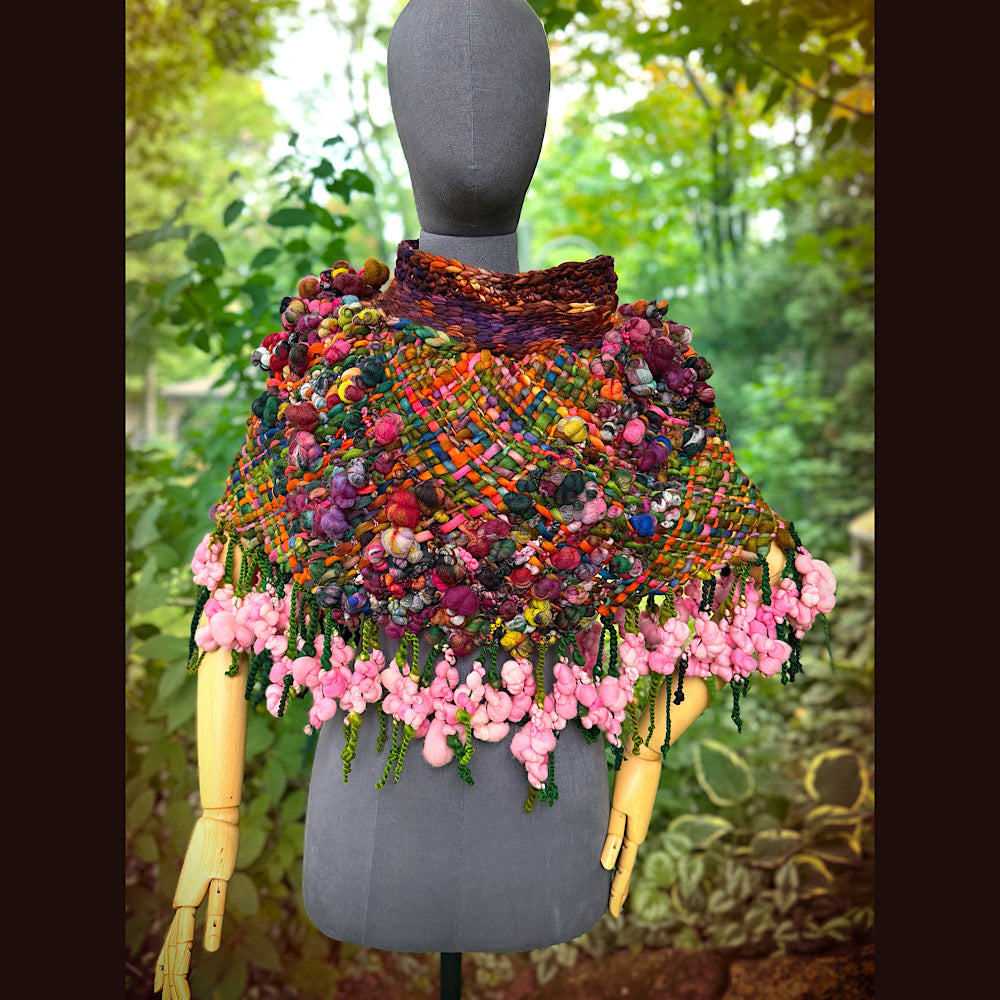 OOAK Hand woven wool handmade Scarf shawlette