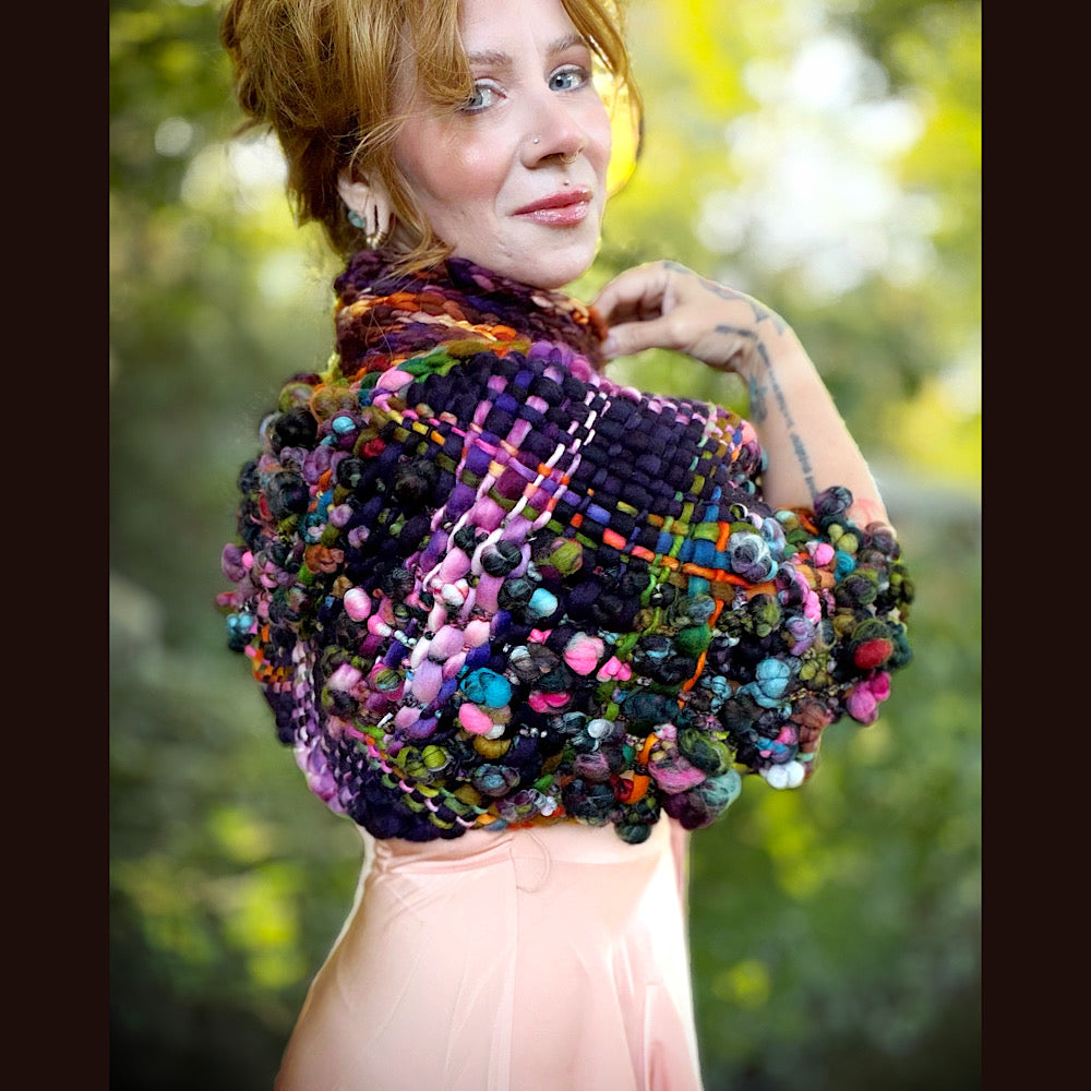 OOAK Hand woven wool handmade Scarf shawlette