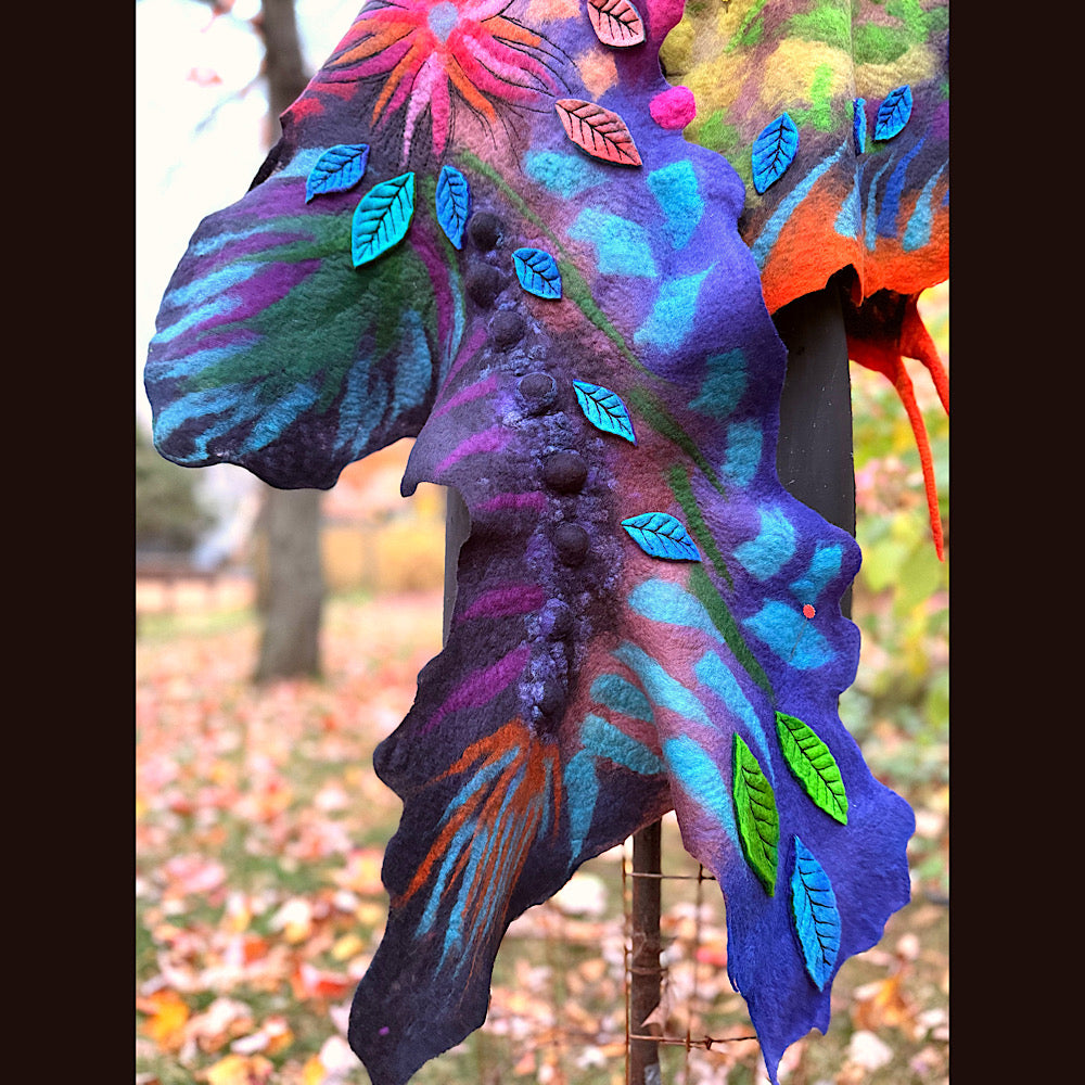 Handmade Felted Wool Scarf 74” X 33”