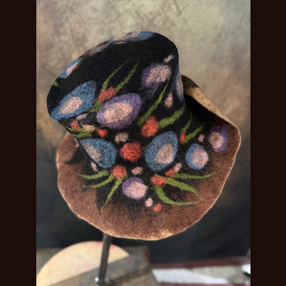OOAK Handmade wool Felted hat 23” medium