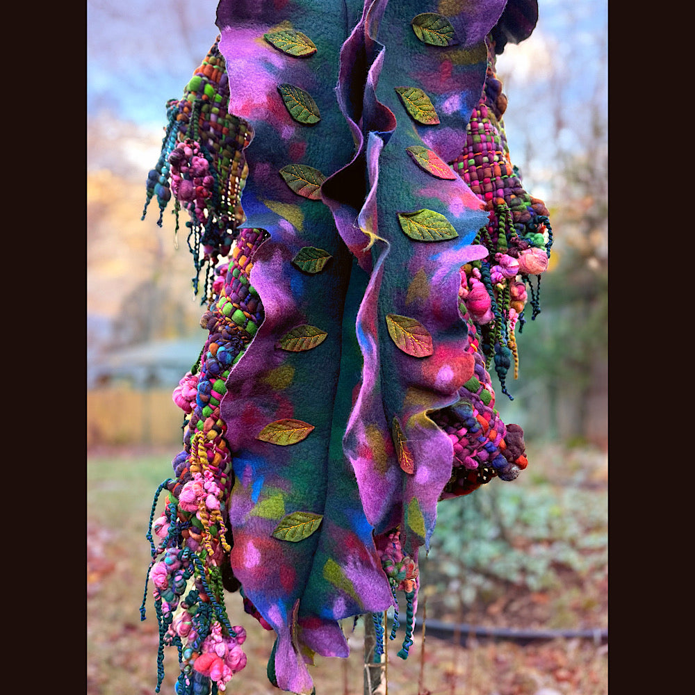 Handmade wool Felted Scarf 90” X 16”