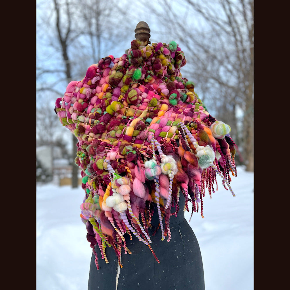 Winter rose Woven art yarn Giant cowl