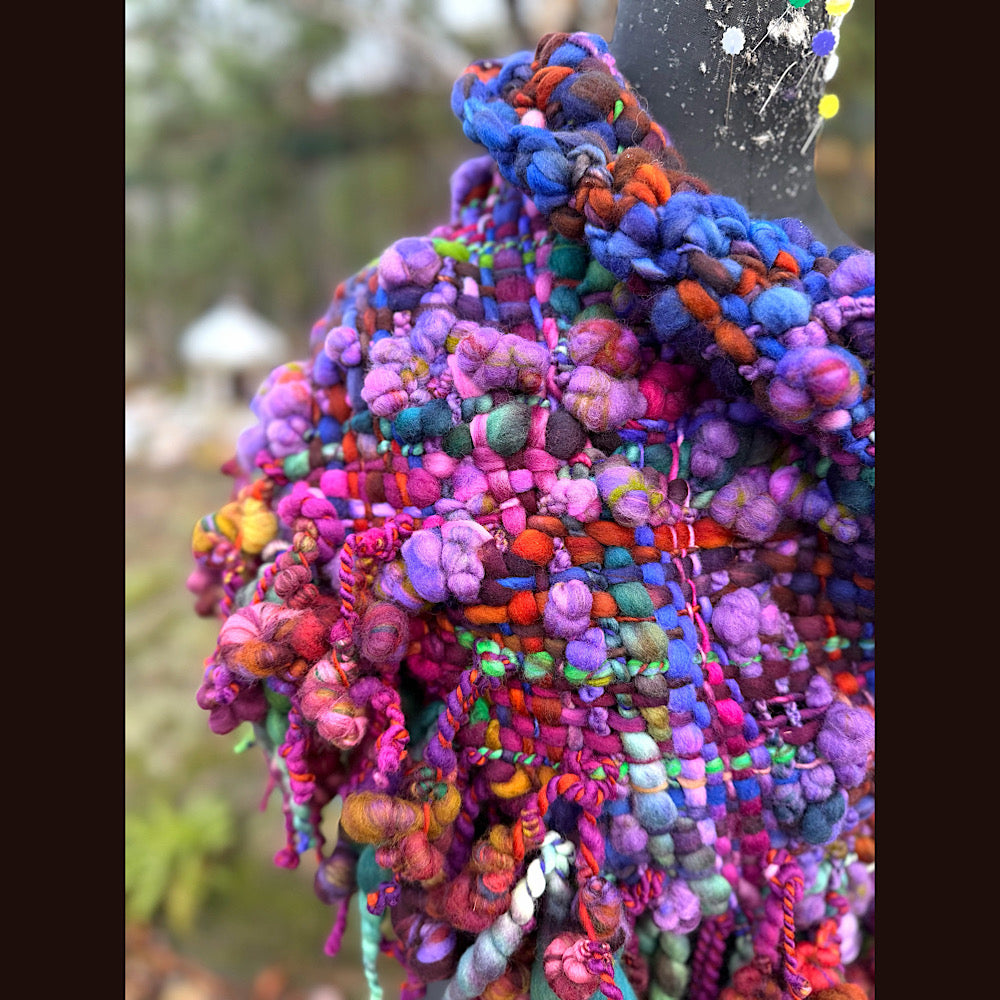 Handmade wool Woven Scarf shawlette 19” X 18”