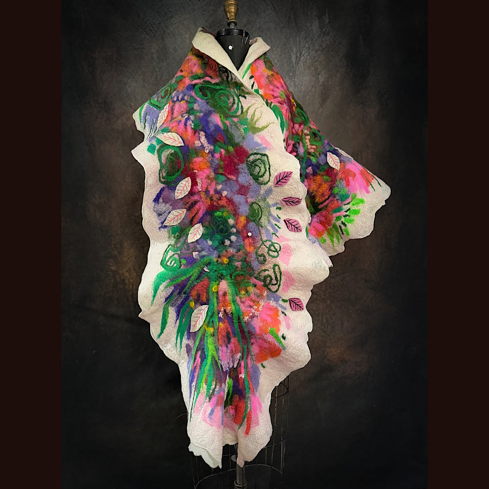 OOAK Handmade wool Felted Scarf 80” X 18”