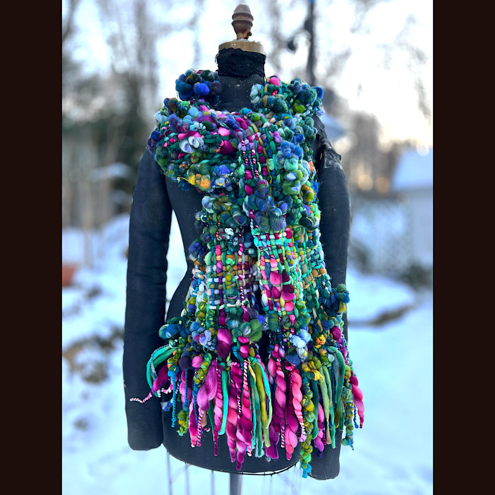 Woven art yarn Scarf 92” X 8.5”