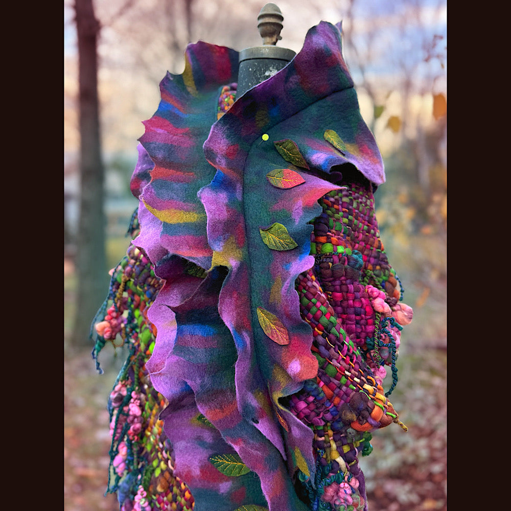 Handmade wool Felted Scarf 90” X 16”