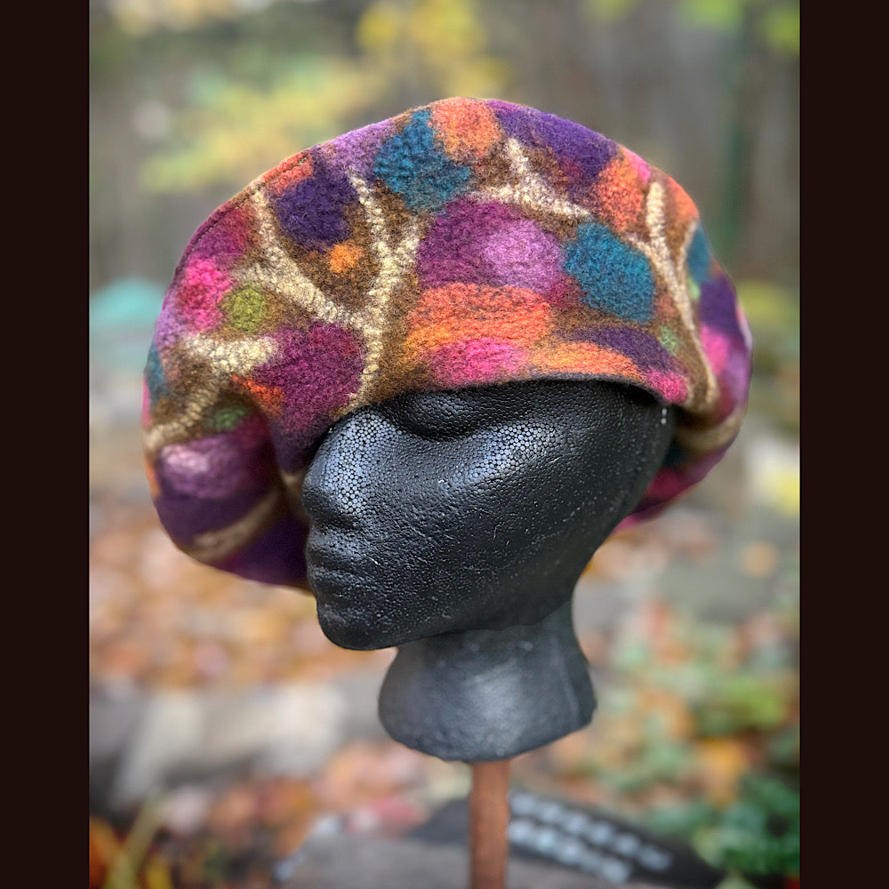 OOAK Handmade wool Felted hat 22.5” small